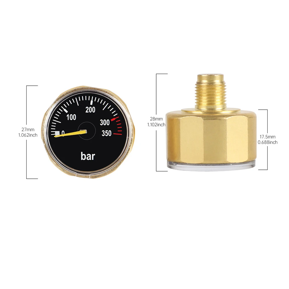 Heavy Duty Brass Cylinder Pressure Gauge for Scuba Diving 350bar Maximum Pressure M10x1 and G1/8 Thread Compatible
Heavy Duty Brass Cylinder Pressure Gauge for Scuba Diving 350bar Maximum Pressure M10x1 and G1/8 Thread Compatible