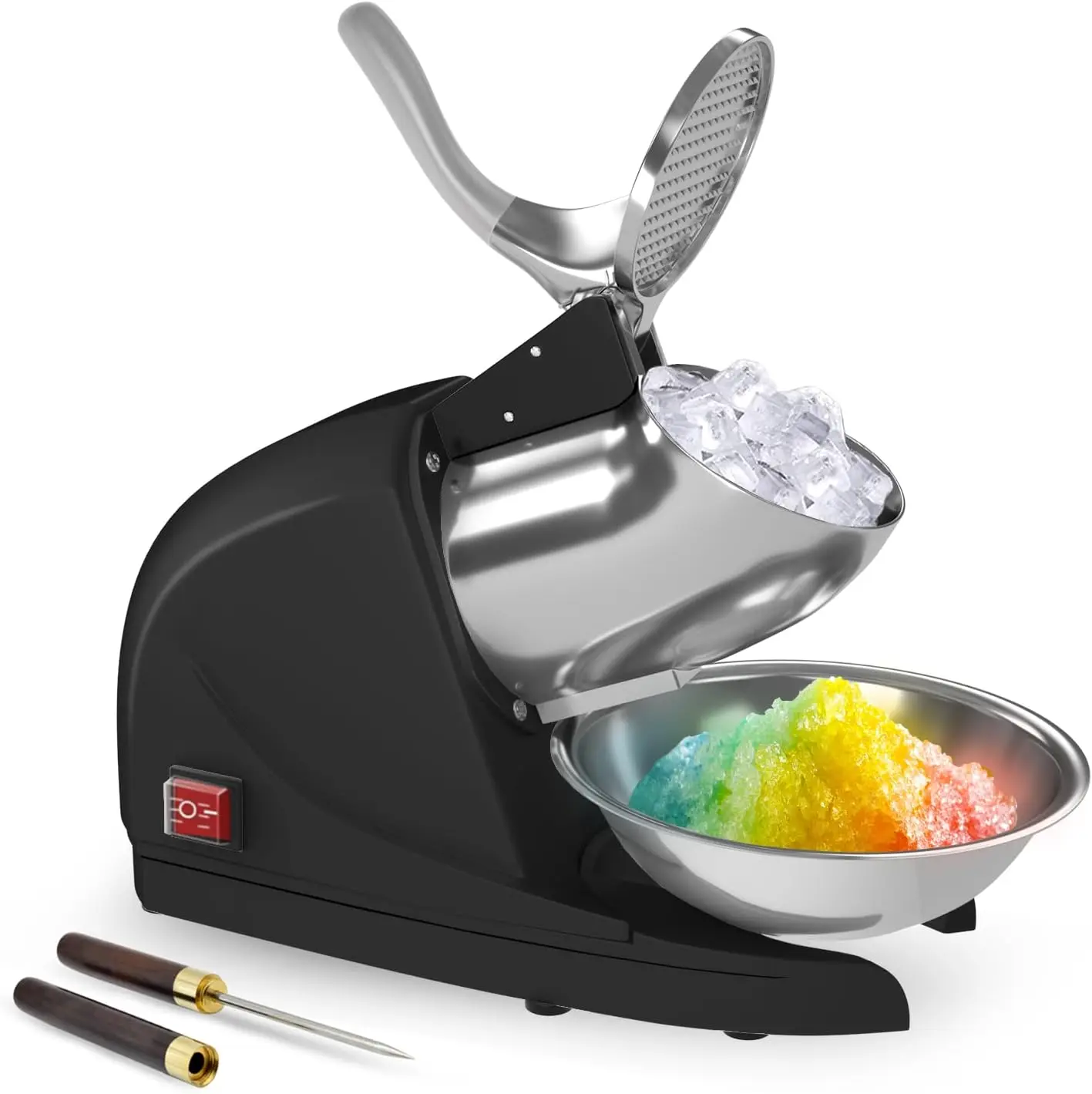 380W Electric Ice Shaver, 3 Blades, 280lbs/hr Snow Cone Machine for Home & Commercial Use (Black)
380W Electric Ice Shaver, 3 Blades, 280lbs/hr Snow Cone Machine for Home & Commercial Use (Black)