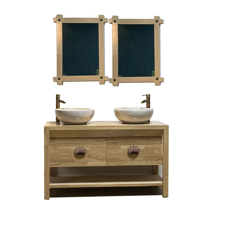 New Chinese high-end imitation retro solid wood bathroom cabinet combination light luxury bathroom floor art washbasin washbasin
New Chinese high-end imitation retro solid wood bathroom cabinet combination light luxury bathroom floor art washbasin washbasin