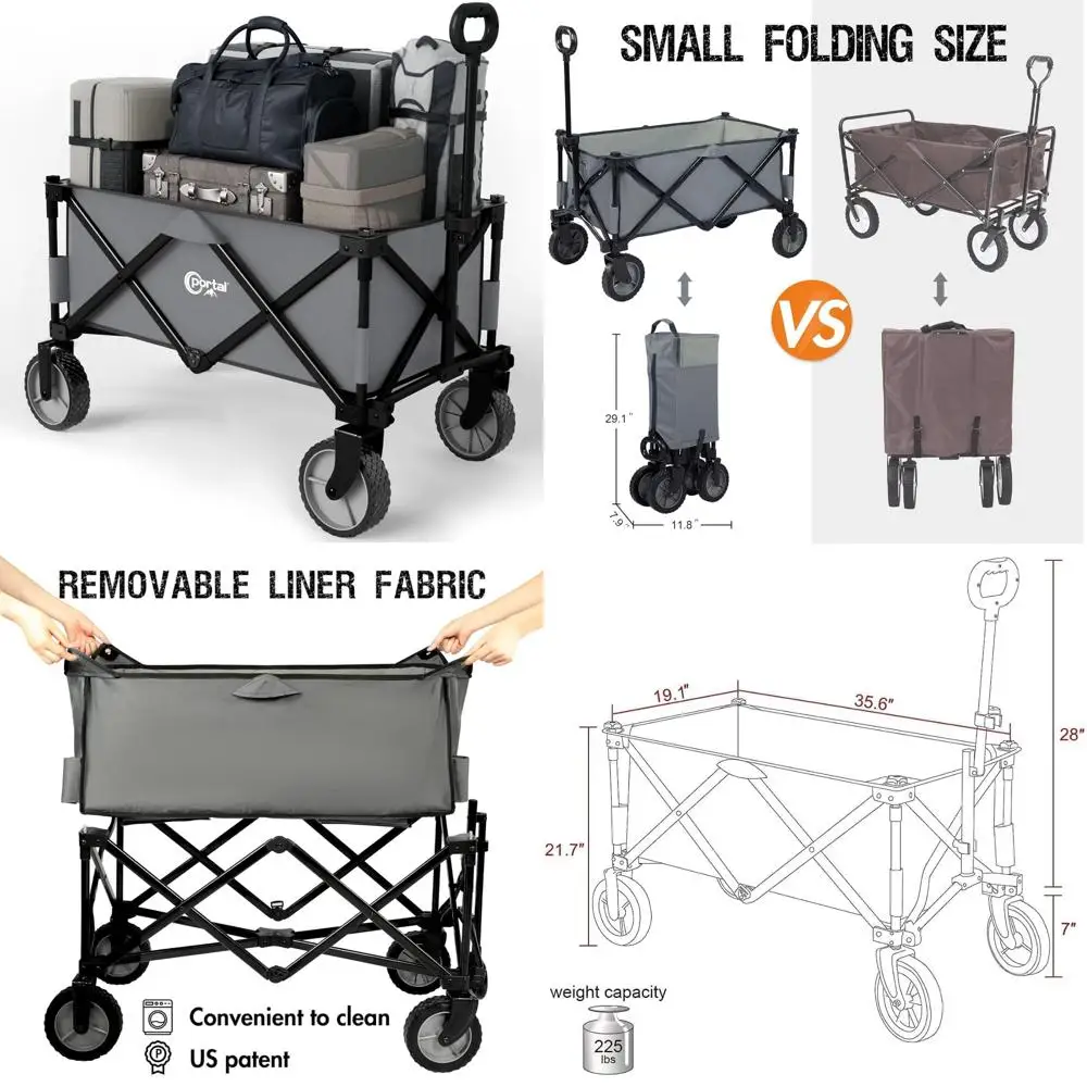 Heavy-Duty Foldable Utility Wagon Cart with Wheels for Camping, Shopping, Gardening, and Outdoor Adventures
Heavy-Duty Foldable Utility Wagon Cart with Wheels for Camping, Shopping, Gardening, and Outdoor Adventures