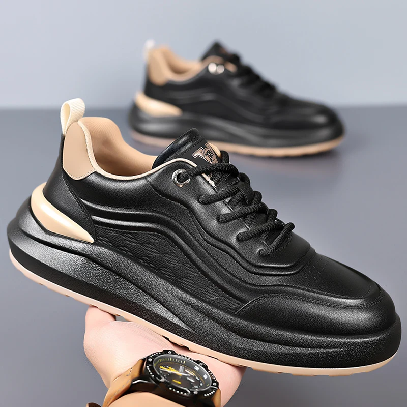 Men's Autumn New Arrival Black Leather Shoes - Breathable Thick-Sole Stylish Sneakers, Casual & Sporty, Versatile & Lightweight
Men's Autumn New Arrival Black Leather Shoes - Breathable Thick-Sole Stylish Sneakers, Casual & Sporty, Versatile & Lightweight