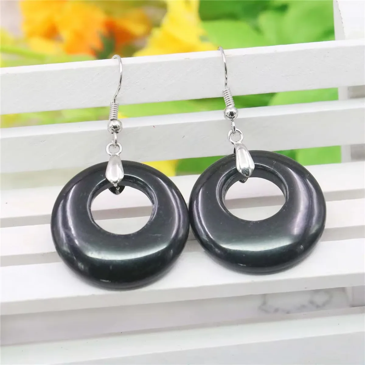 28MM Round Black Agate Onyx Drop Earrings Circular Ring Natural Stone Women Girls DIY Alloy Fashion Jewelry Making Design
28MM Round Black Agate Onyx Drop Earrings Circular Ring Natural Stone Women Girls DIY Alloy Fashion Jewelry Making Design