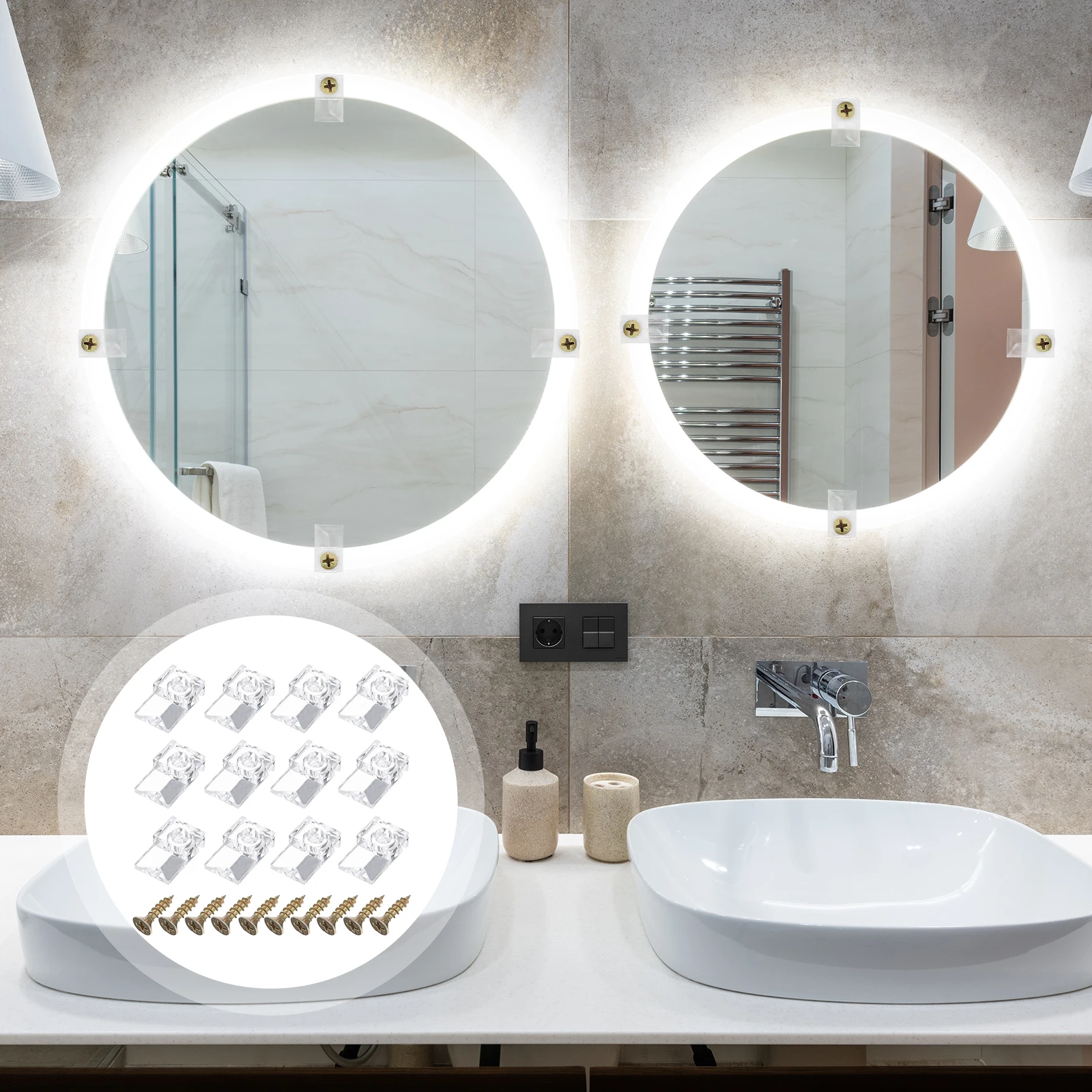 50Pcs No Drill Mirror Clips Premium ABS Iron Material Durable Glass Shelf Support Bracket Easy Install Transparent Design
50Pcs No Drill Mirror Clips Premium ABS Iron Material Durable Glass Shelf Support Bracket Easy Install Transparent Design