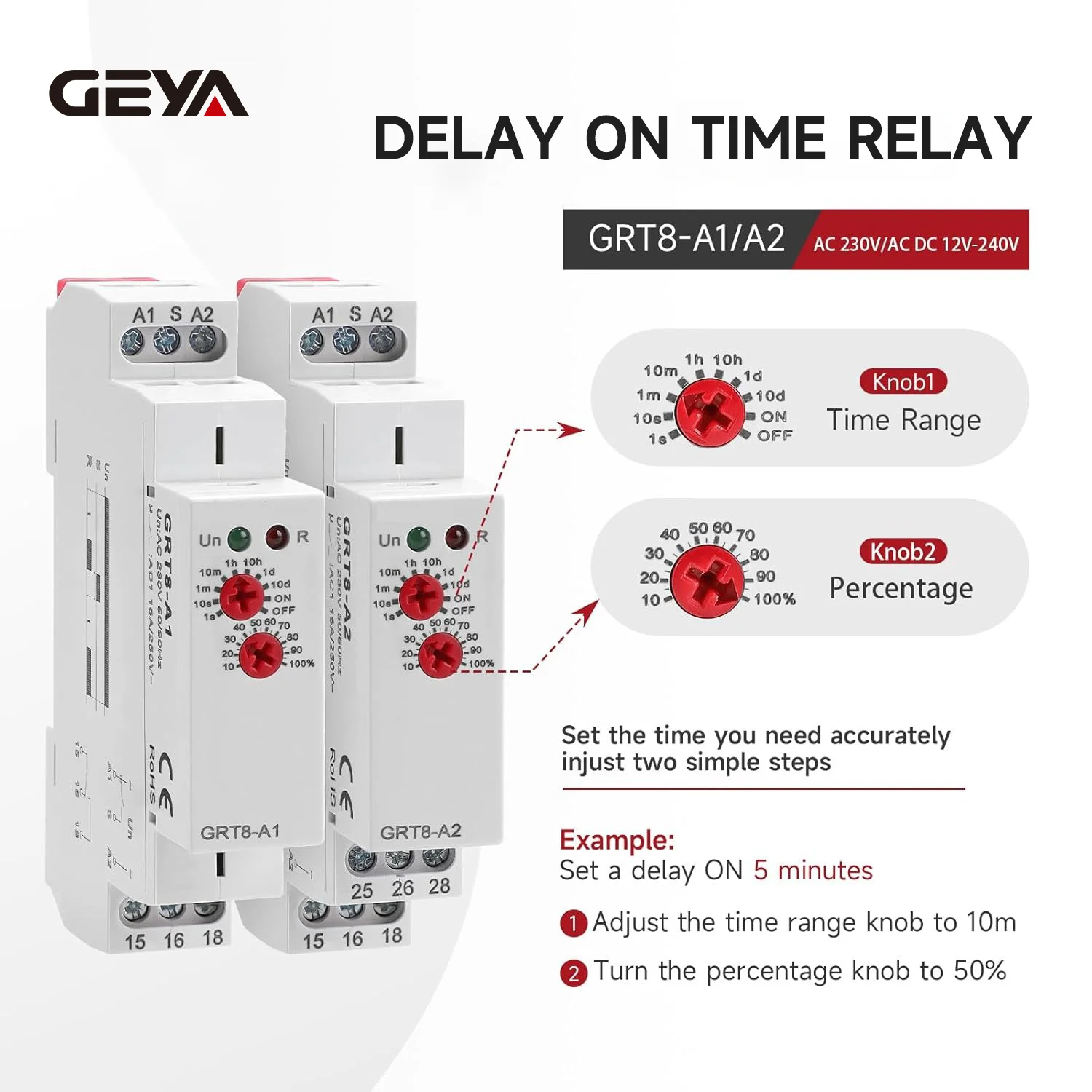 GEYA Delay ON OFF Time Relay 230V Time Delay Relay Module Delay Timer Switch 16A AC230V Adjustable Delay Timer Switch 0.1S-10D
GEYA Delay ON OFF Time Relay 230V Time Delay Relay Module Delay Timer Switch 16A AC230V Adjustable Delay Timer Switch 0.1S-10D