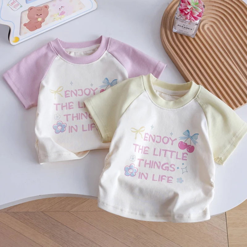 KXKM-Girls' Preppy Style Summer Color Block Short Sleeve2025New Cute Baby Letter Print StylishTT shirt
KXKM-Girls' Preppy Style Summer Color Block Short Sleeve2025New Cute Baby Letter Print StylishTT shirt