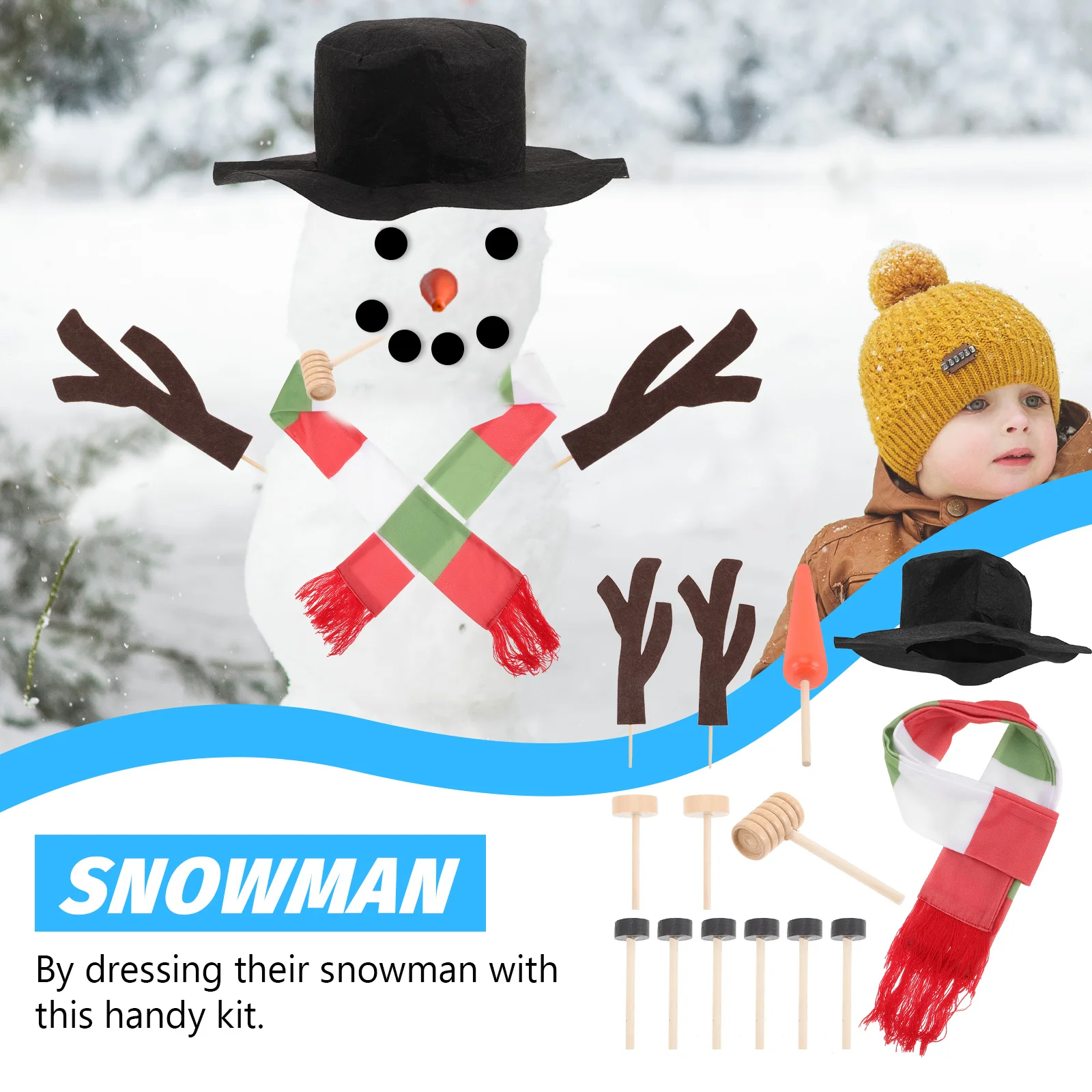 Christmas Make Snowman Hat Scarf Decoration Winter Wooden DIY Dress-up Kit Decorations
Christmas Make Snowman Hat Scarf Decoration Winter Wooden DIY Dress-up Kit Decorations