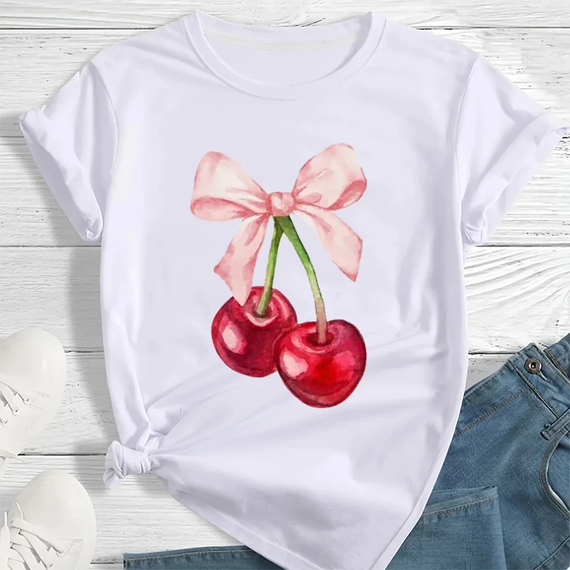 Cherry Print Women's T Shirt Crew Neck Short Sleeve T-shirts Round Neck Casual Top Fruit & Vegetable Tees Y2k Clothing Tops Tees
Cherry Print Women's T Shirt Crew Neck Short Sleeve T-shirts Round Neck Casual Top Fruit & Vegetable Tees Y2k Clothing Tops Tees