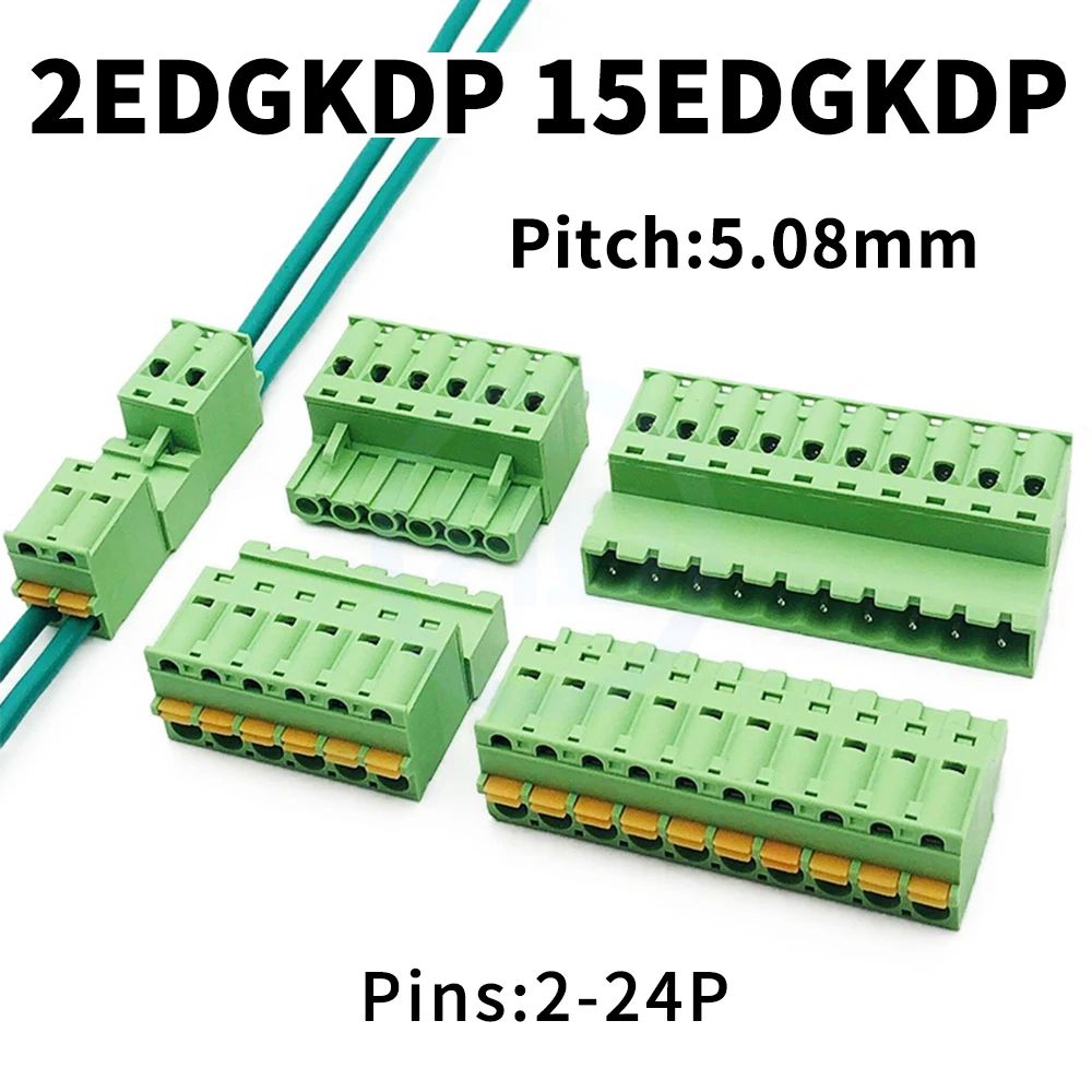 (5 PCS) KF2EDGKDP 5.08mm Solderless Screwless 15EDGKDP 2EDGKD 5.08 Spring loaded Push-Pull Terminal Blocks Set 2P-24Pin
(5 PCS) KF2EDGKDP 5.08mm Solderless Screwless 15EDGKDP 2EDGKD 5.08 Spring loaded Push-Pull Terminal Blocks Set 2P-24Pin