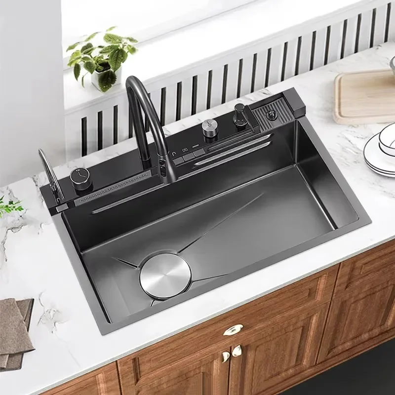 【Best-selling】Handmade Stainless Steel Kitchen Sink Set Single Double Bowl Waterfall Design Multifunctional Four Holes Faucet
【Best-selling】Handmade Stainless Steel Kitchen Sink Set Single Double Bowl Waterfall Design Multifunctional Four Holes Faucet
