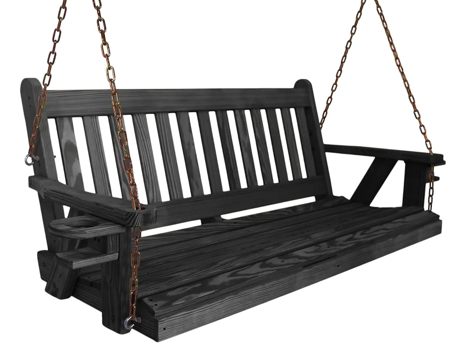 5 FT Black Mission Porch Cupholder Swing, Amish-Made from Solid Yellow Pine, USA Crafted, Heavy-Duty Outdoor, Customized
5 FT Black Mission Porch Cupholder Swing, Amish-Made from Solid Yellow Pine, USA Crafted, Heavy-Duty Outdoor, Customized
