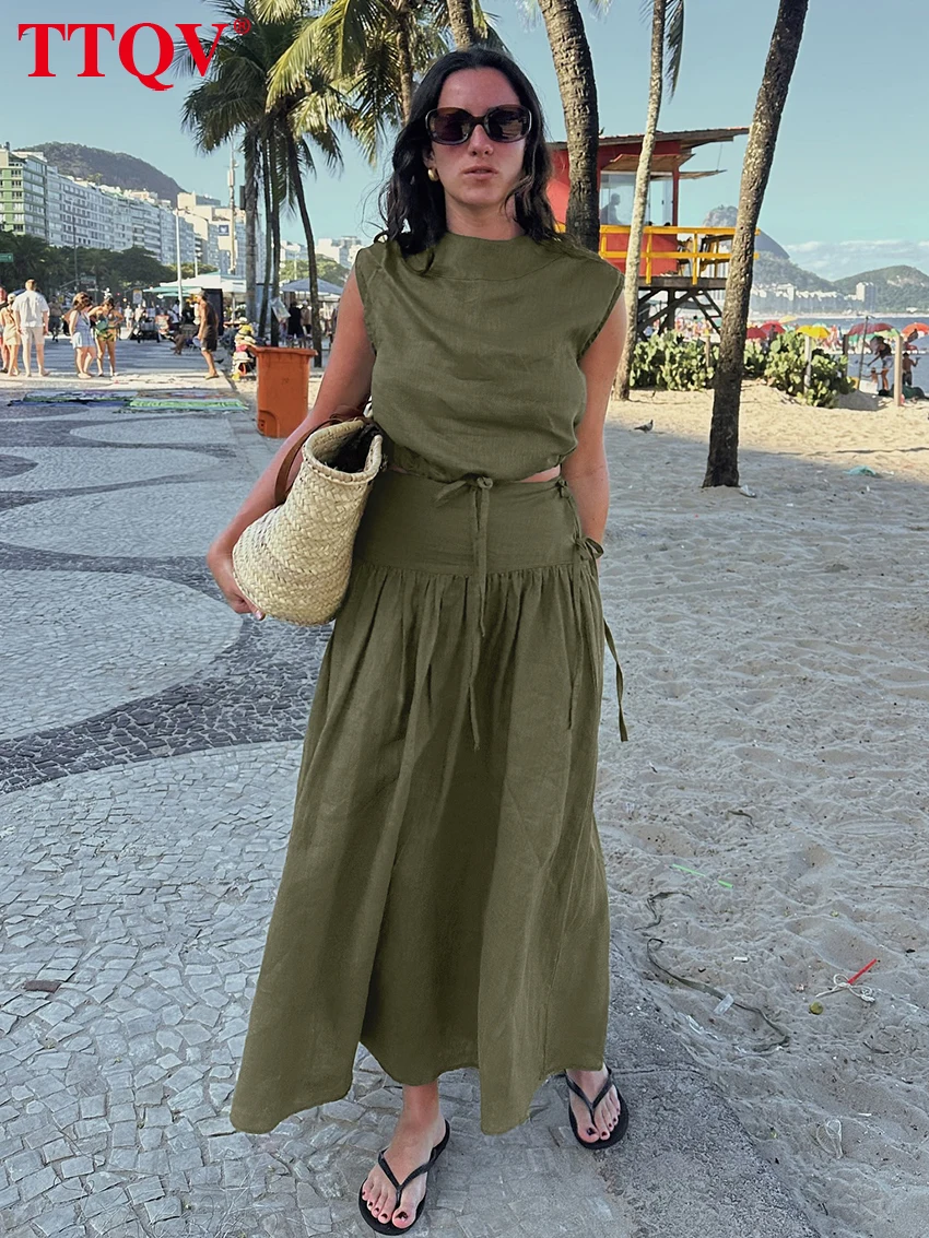 TTQV Summer Loose Green 2 Piece Set Women 2026 Fashion Sleeveless Tank Top With High Waist Long Skirt Set Female Clothing
TTQV Summer Loose Green 2 Piece Set Women 2026 Fashion Sleeveless Tank Top With High Waist Long Skirt Set Female Clothing