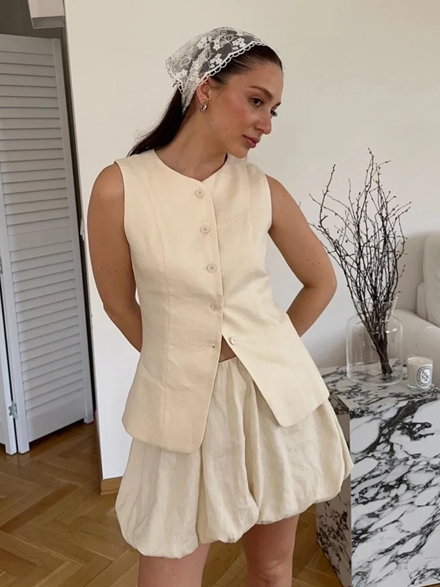 Female Vest Skirt Set Summer Commute Dating Elegant Vest Flower Bud Style Short Skirt Women Suit Solid Sleeveless New Set
Female Vest Skirt Set Summer Commute Dating Elegant Vest Flower Bud Style Short Skirt Women Suit Solid Sleeveless New Set