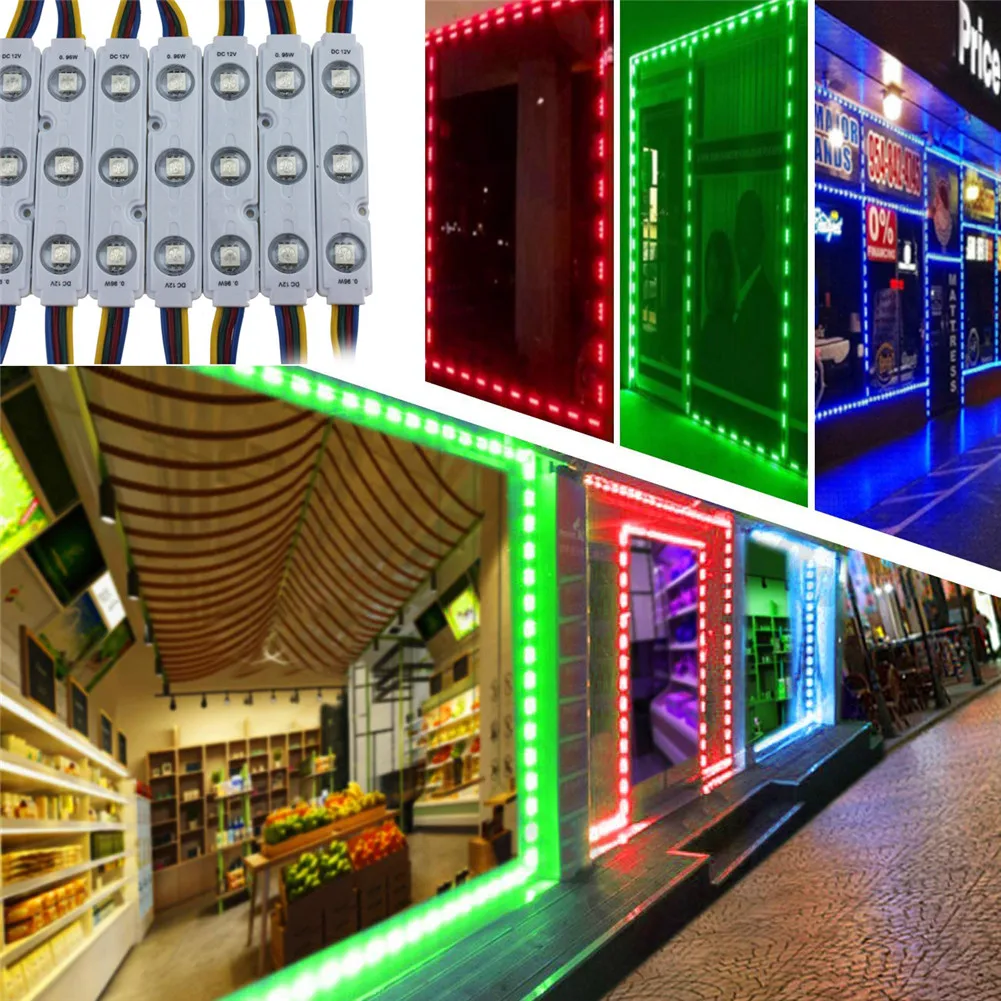 Светодиодный модуль RGB SMD 5050 с 3 светодиодами, 12В, для световых букв, рекламных вывесок, витрин магазинов
Светодиодный модуль RGB SMD 5050 с 3 светодиодами, 12В, для световых букв, рекламных вывесок, витрин магазинов