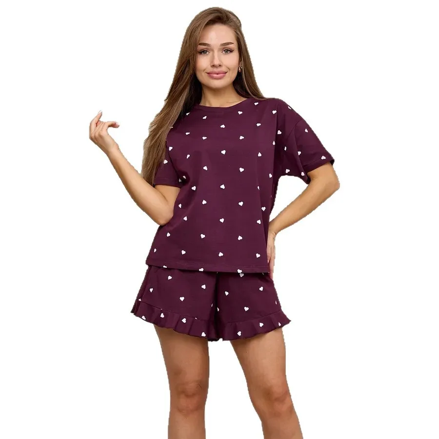 2026 European and American spring and summer new printed shorts five-quarter sleeves fashion casual women's pajamas loungewear
2026 European and American spring and summer new printed shorts five-quarter sleeves fashion casual women's pajamas loungewear