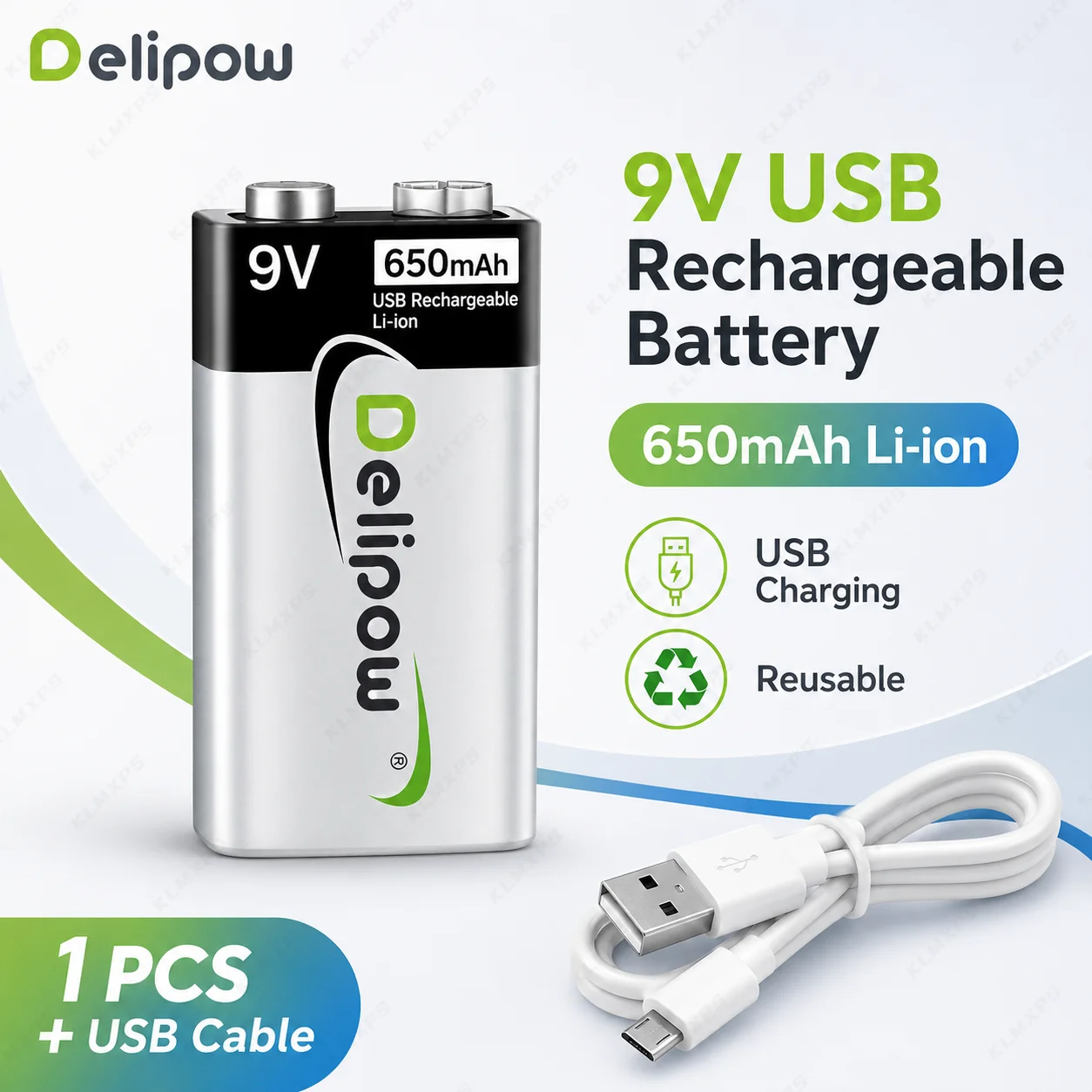 9V 650mAh USB Rechargeable Lithium Battery 9 Volt Li-ion Battery for Multimeter Microphone Walkie Talkie Smoke Alarm
9V 650mAh USB Rechargeable Lithium Battery 9 Volt Li-ion Battery for Multimeter Microphone Walkie Talkie Smoke Alarm