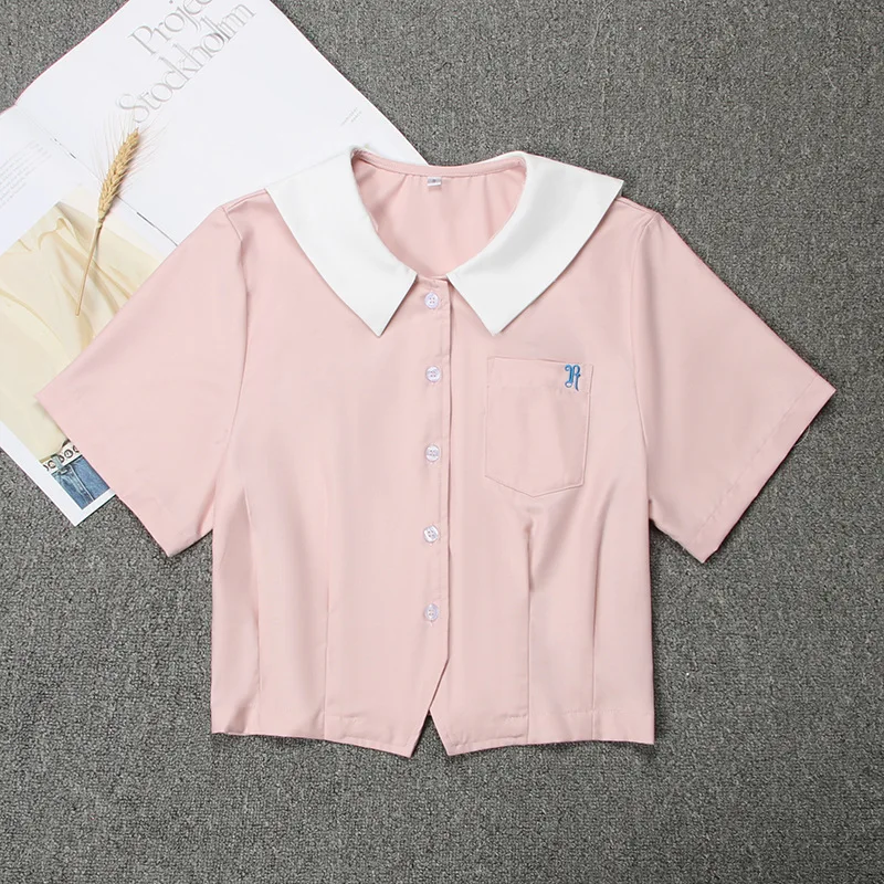 Adult Girls Japanese And Korean School Dresses Pink Jk Shirt Summer Short Sleeves Top Sailor Suit
Adult Girls Japanese And Korean School Dresses Pink Jk Shirt Summer Short Sleeves Top Sailor Suit