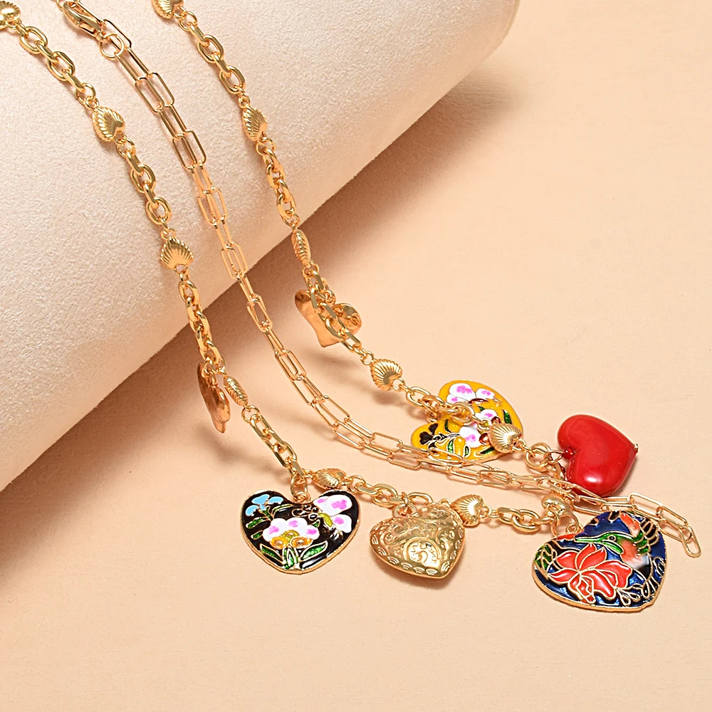 Fashion New Bohemia Lovely Flower Heart Pendant Chain Layered Necklace For Women Girls Necklace Accessories
Fashion New Bohemia Lovely Flower Heart Pendant Chain Layered Necklace For Women Girls Necklace Accessories