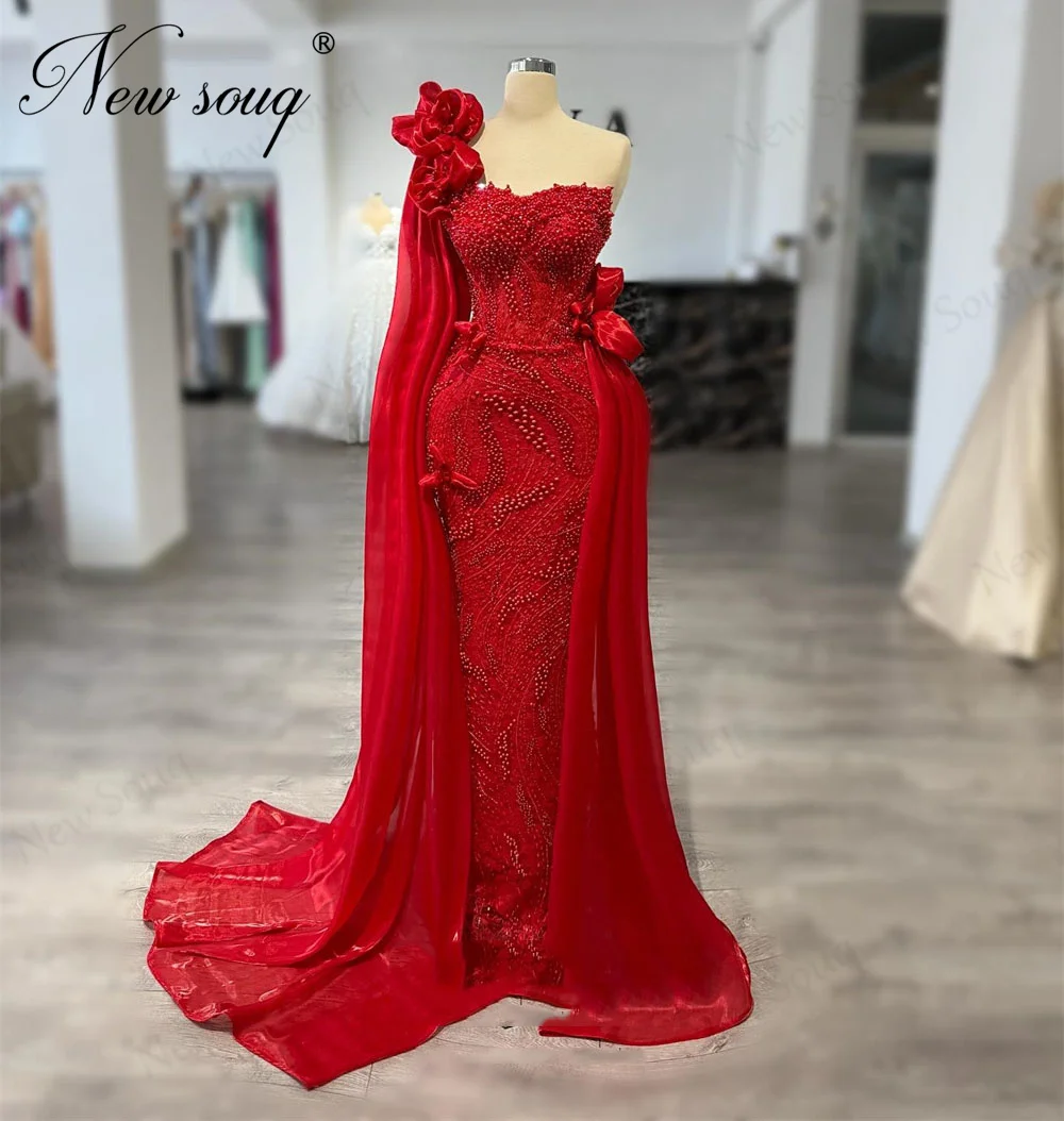 Elegant Red One Shoulder Celebrity Dresses Arabic Mermaid Beaded Evening Dress Wedding Party Gowns Customized Vestidos De Noche
Elegant Red One Shoulder Celebrity Dresses Arabic Mermaid Beaded Evening Dress Wedding Party Gowns Customized Vestidos De Noche