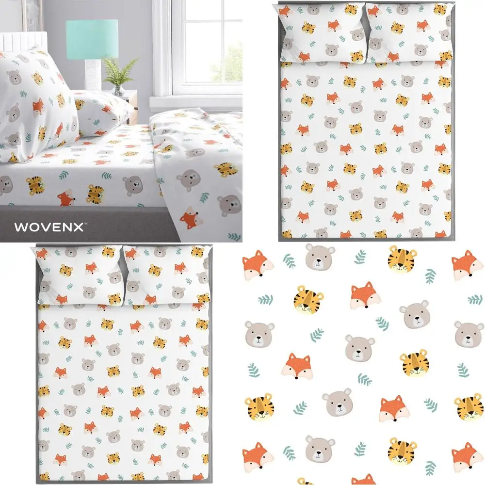 Набор простыней из органического бамбука и вискозы — двойной/полный | Сертифицированное детское постельное белье с милым животным принтом
Набор простыней из органического бамбука и вискозы — двойной/полный | Сертифицированное детское постельное белье с милым животным принтом