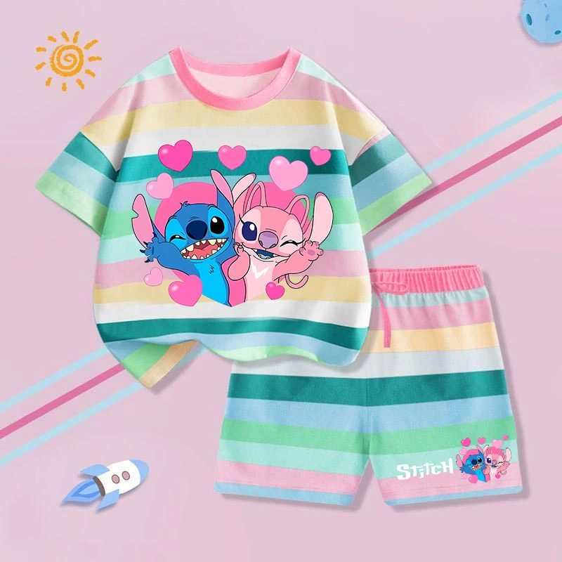 Lilo & Stitch Children Clothing T-shirt+Shorts Set Summer Clothes Cartoon Anime Figures Short Sleeve Kawaii Fashion Striped Tee
Lilo & Stitch Children Clothing T-shirt+Shorts Set Summer Clothes Cartoon Anime Figures Short Sleeve Kawaii Fashion Striped Tee