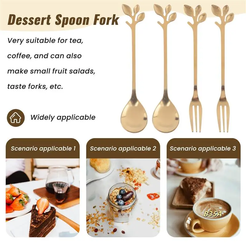 Dessert Spoon Fork Set,20 Pcs 4.7 Inch Cake Fork,Coffee Spoon,Creative Leaf Fruit Fork,(10 Spoon + 10 Fork)
Dessert Spoon Fork Set,20 Pcs 4.7 Inch Cake Fork,Coffee Spoon,Creative Leaf Fruit Fork,(10 Spoon + 10 Fork)