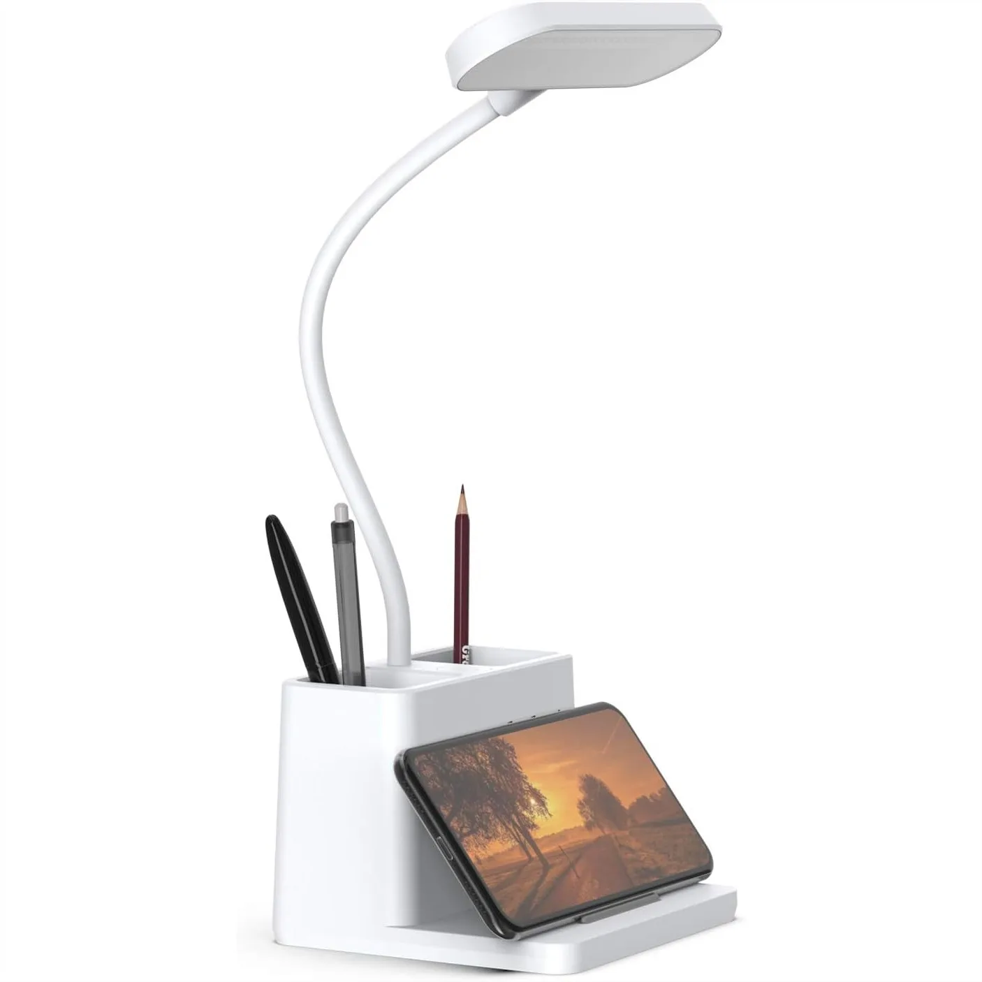 Rechargeable Small LED Desk Lamp For Home Office Bedroom Study Table Light With Pen Holder Phone Mount Gooseneck
Rechargeable Small LED Desk Lamp For Home Office Bedroom Study Table Light With Pen Holder Phone Mount Gooseneck