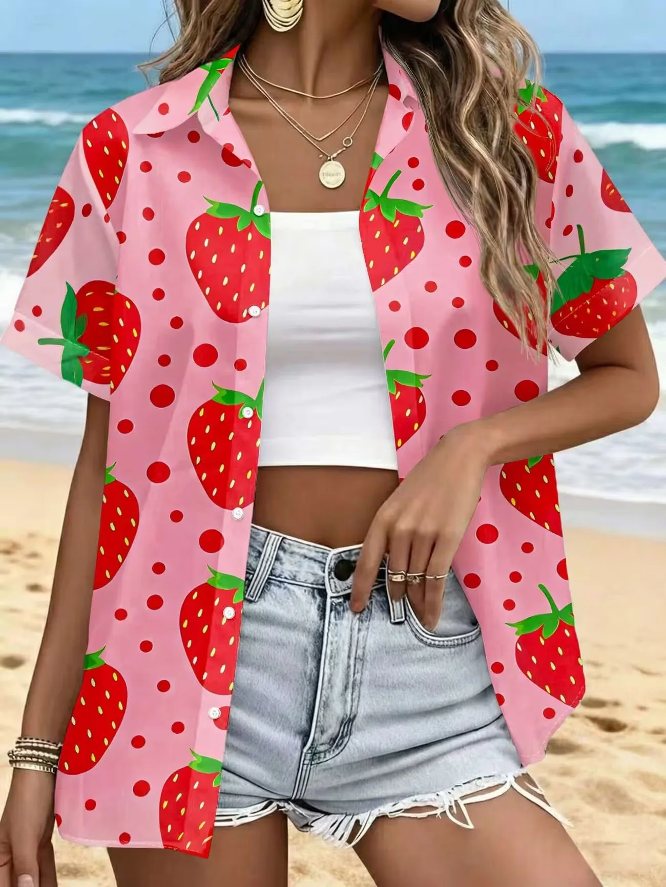 Summer women's short sleeved 3D printed new shirt
Summer women's short sleeved 3D printed new shirt