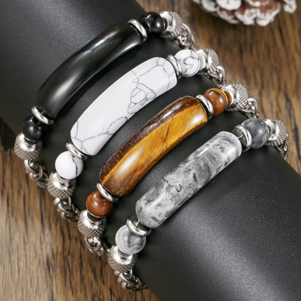 1PC Men's retro natural tiger eye stone bracelet for men stainless steel map stone chain bracelet men wristband beaded Jewelry
1PC Men's retro natural tiger eye stone bracelet for men stainless steel map stone chain bracelet men wristband beaded Jewelry