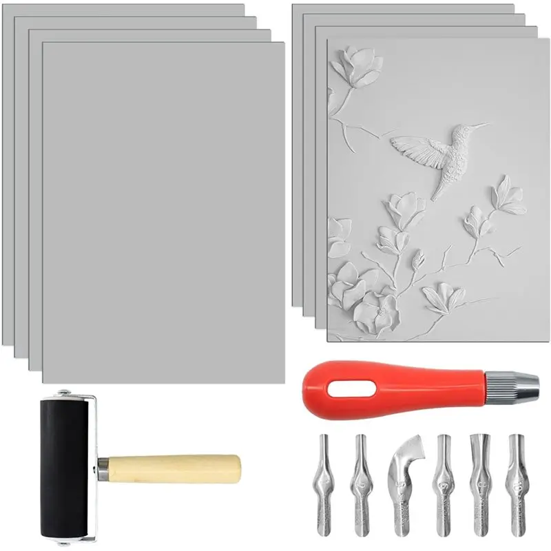 Carving Blocks 8Pcs For Linoleum For Printmaking- Includes 8" X 10", 9 X 12 Inch Soft Rubber Blocks And Carving Tools
Carving Blocks 8Pcs For Linoleum For Printmaking- Includes 8" X 10", 9 X 12 Inch Soft Rubber Blocks And Carving Tools