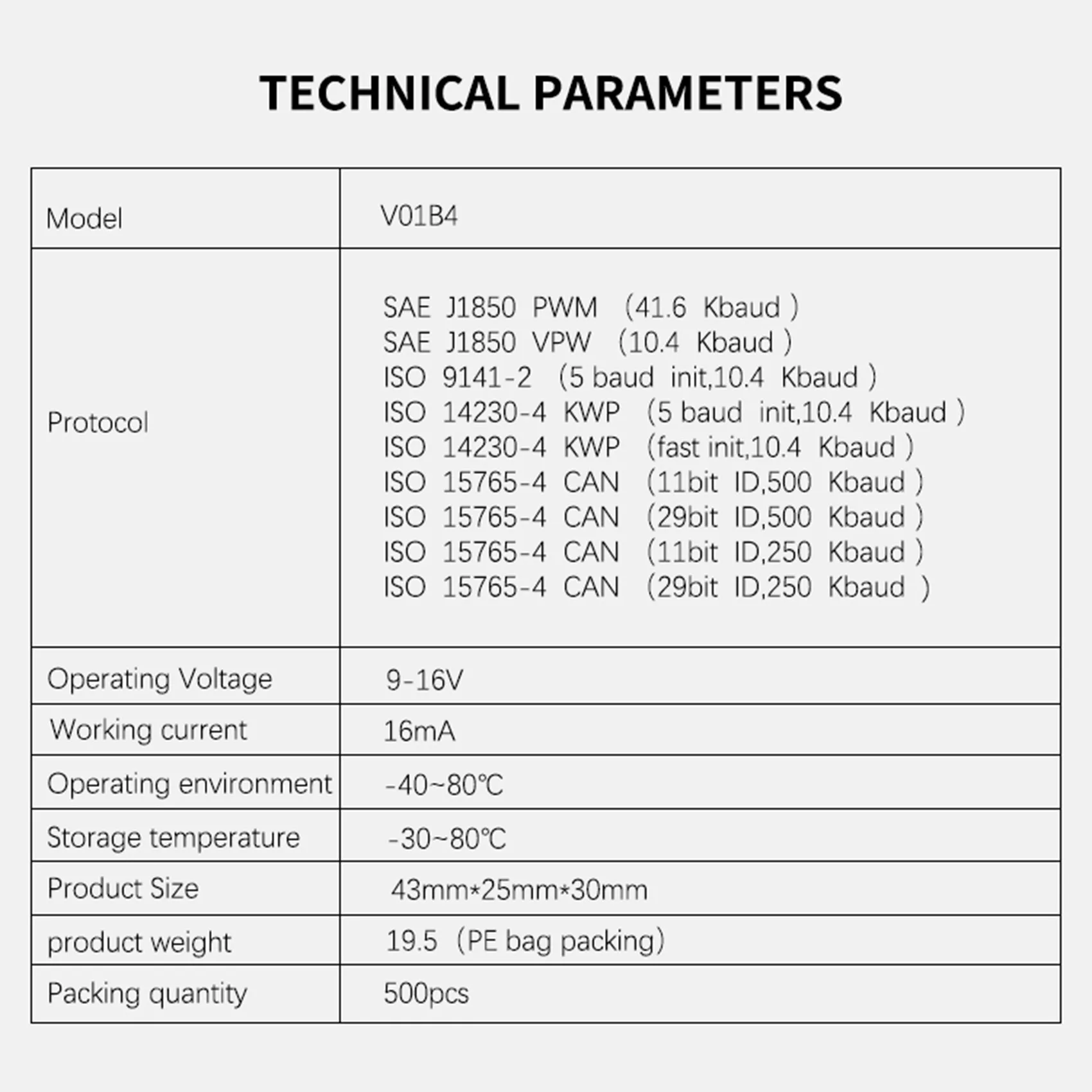 MINI ELM327 V01B4 Code Reader And Scanning Tool For IOS And Android Standalone CAN Chip 9-16V Supports 9 Protocols-T61C
MINI ELM327 V01B4 Code Reader And Scanning Tool For IOS And Android Standalone CAN Chip 9-16V Supports 9 Protocols-T61C