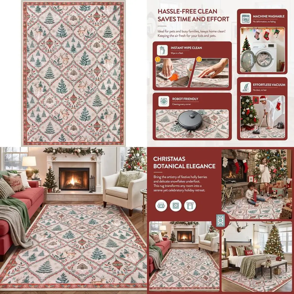 Large 5x7 Aesthetic Christmas Rugs - Reindeer & Tree Designs, Soft, Washable, Non-Slip for Living Room, Bedroom, and Dining Area
Large 5x7 Aesthetic Christmas Rugs - Reindeer & Tree Designs, Soft, Washable, Non-Slip for Living Room, Bedroom, and Dining Area