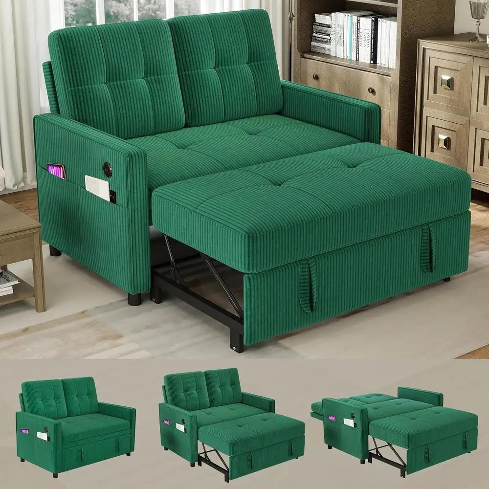 3 in 1 Convertible Sleeper Soa Bed, Pull Out Couch with Charging Station, Corduroy Small Loveseat Sleeper Soa with Adjustable Ba
3 in 1 Convertible Sleeper Soa Bed, Pull Out Couch with Charging Station, Corduroy Small Loveseat Sleeper Soa with Adjustable Ba