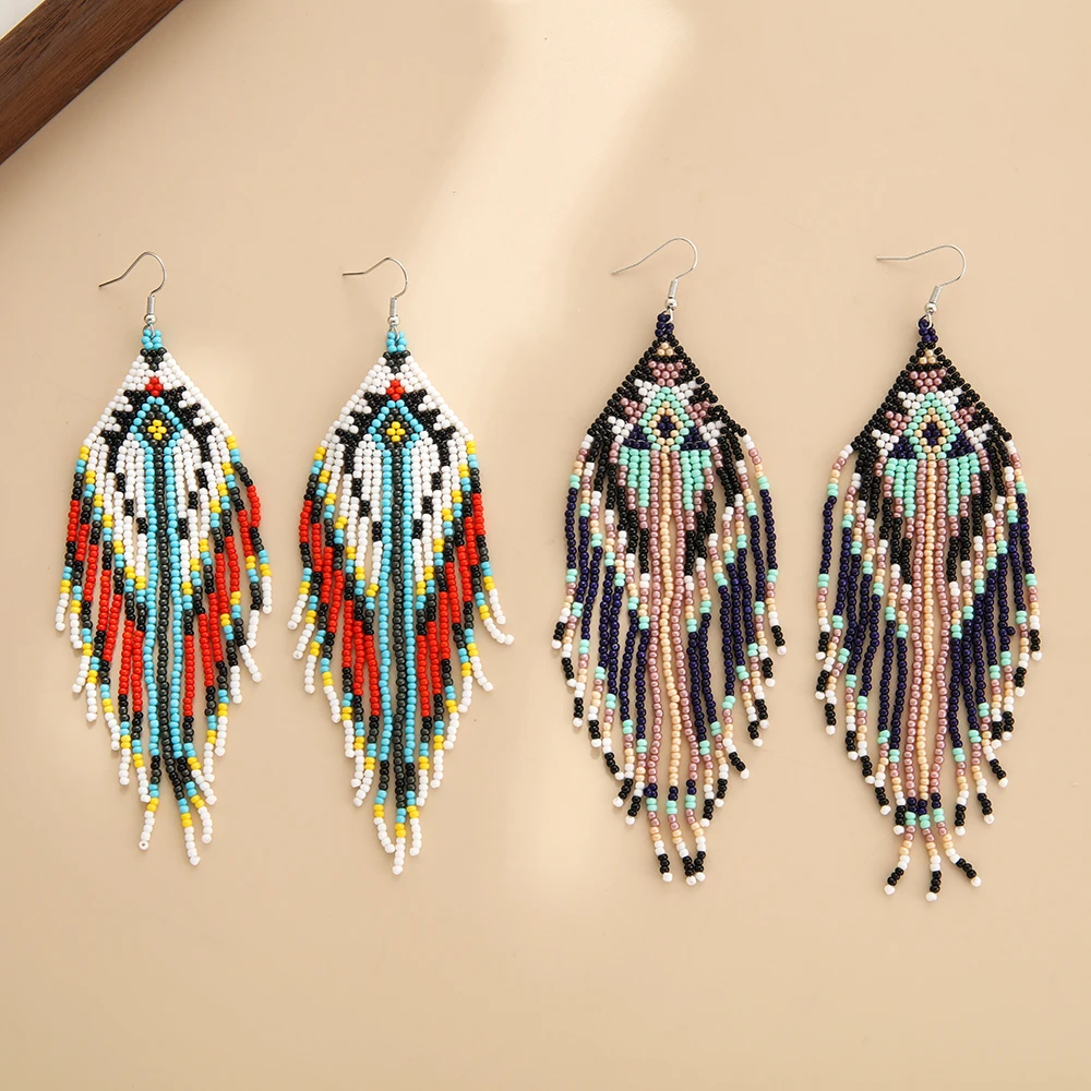 Rice bead earrings Tassel Originality Geometry Design Hand knitting Bohemia Alloy Fashion Simple Beaded earrings
Rice bead earrings Tassel Originality Geometry Design Hand knitting Bohemia Alloy Fashion Simple Beaded earrings