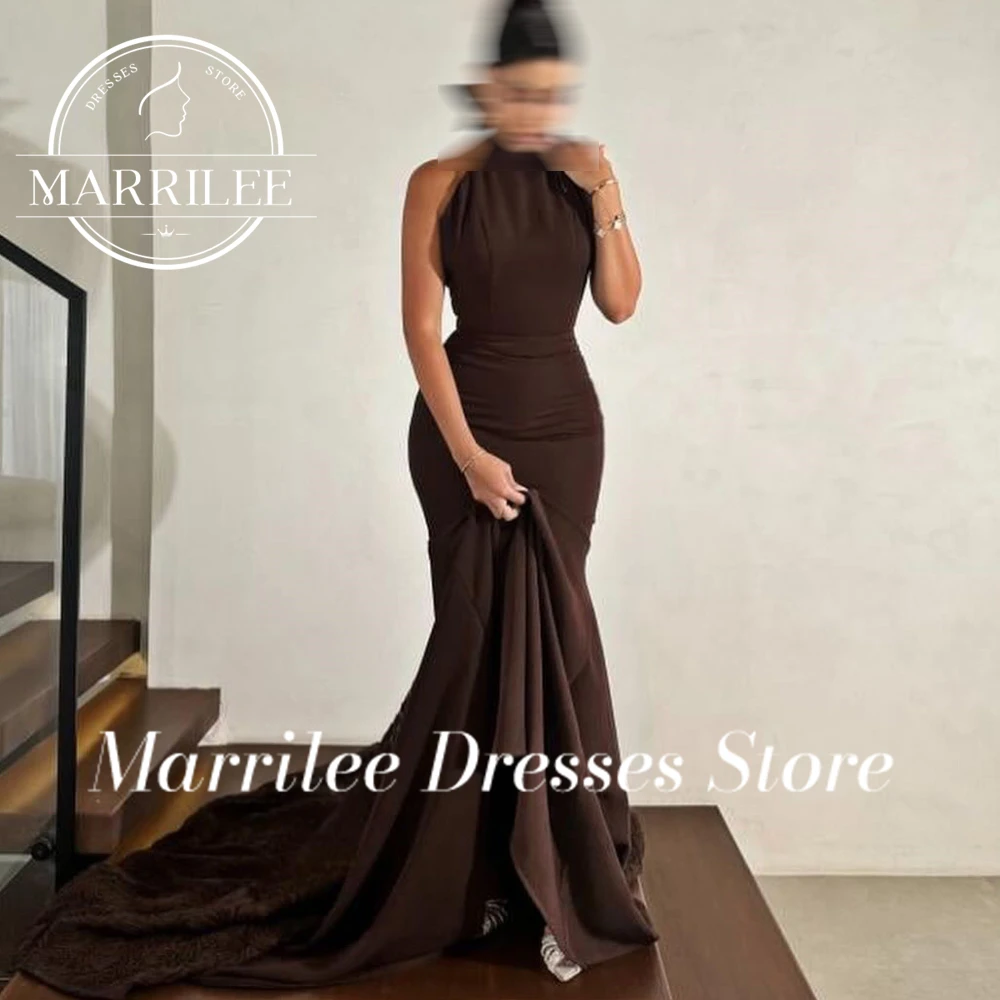 Marrilee Customized Sleeveless Solid Color Mermaid Backless Buttons Sweep Train Floor Length Elegant Party Evening Dresses Woman
Marrilee Customized Sleeveless Solid Color Mermaid Backless Buttons Sweep Train Floor Length Elegant Party Evening Dresses Woman