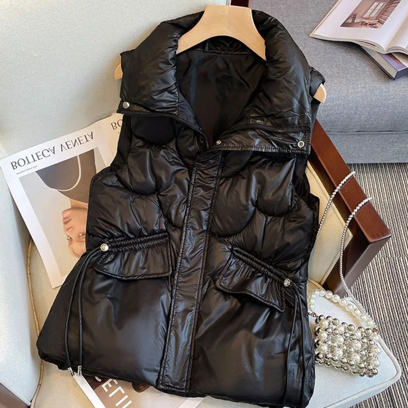 Women's Down Cotton Waistcoat No Washing Required Shiny Finish Short Style Loose Fit Stand-up Collar Waistcoat Winter Outerwear
Women's Down Cotton Waistcoat No Washing Required Shiny Finish Short Style Loose Fit Stand-up Collar Waistcoat Winter Outerwear