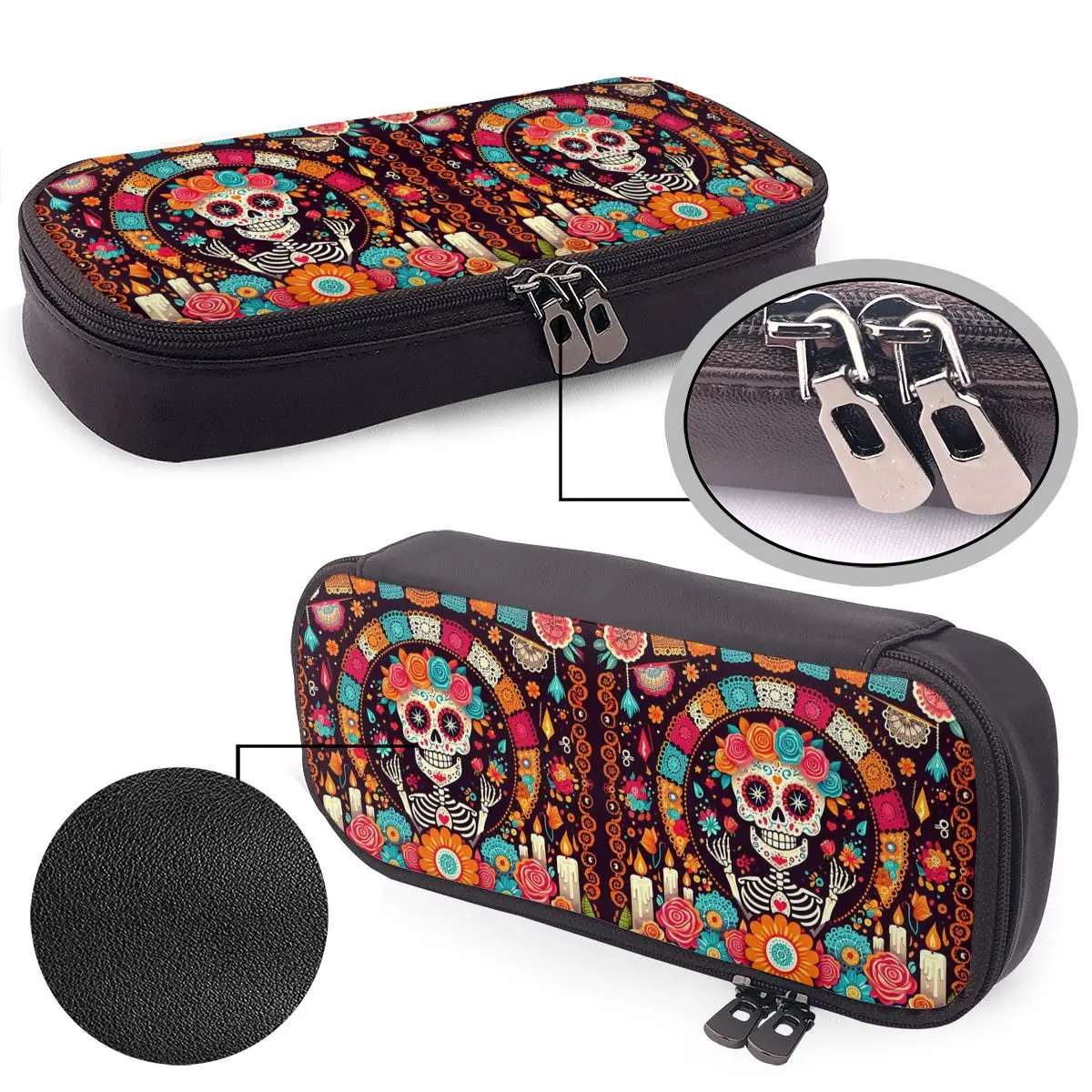 Mexican Skull Calavera Illustration Leather Pencil Case for Students Gifts Pen Box Pencil Bag Stationery Supplies
Mexican Skull Calavera Illustration Leather Pencil Case for Students Gifts Pen Box Pencil Bag Stationery Supplies