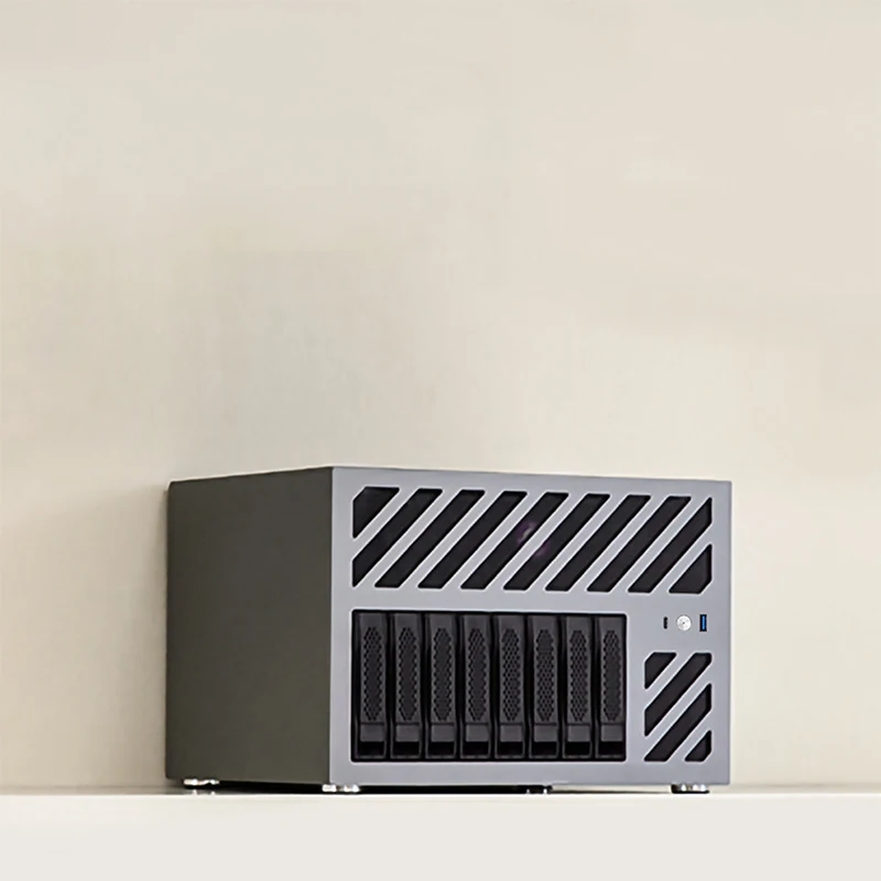 NAS Chassis Equipped with 8 Drive Bays, Aluminum Panel, and ATX Motherboard Home Storage Server Chassis Compatible with SFX Pow
NAS Chassis Equipped with 8 Drive Bays, Aluminum Panel, and ATX Motherboard Home Storage Server Chassis Compatible with SFX Pow