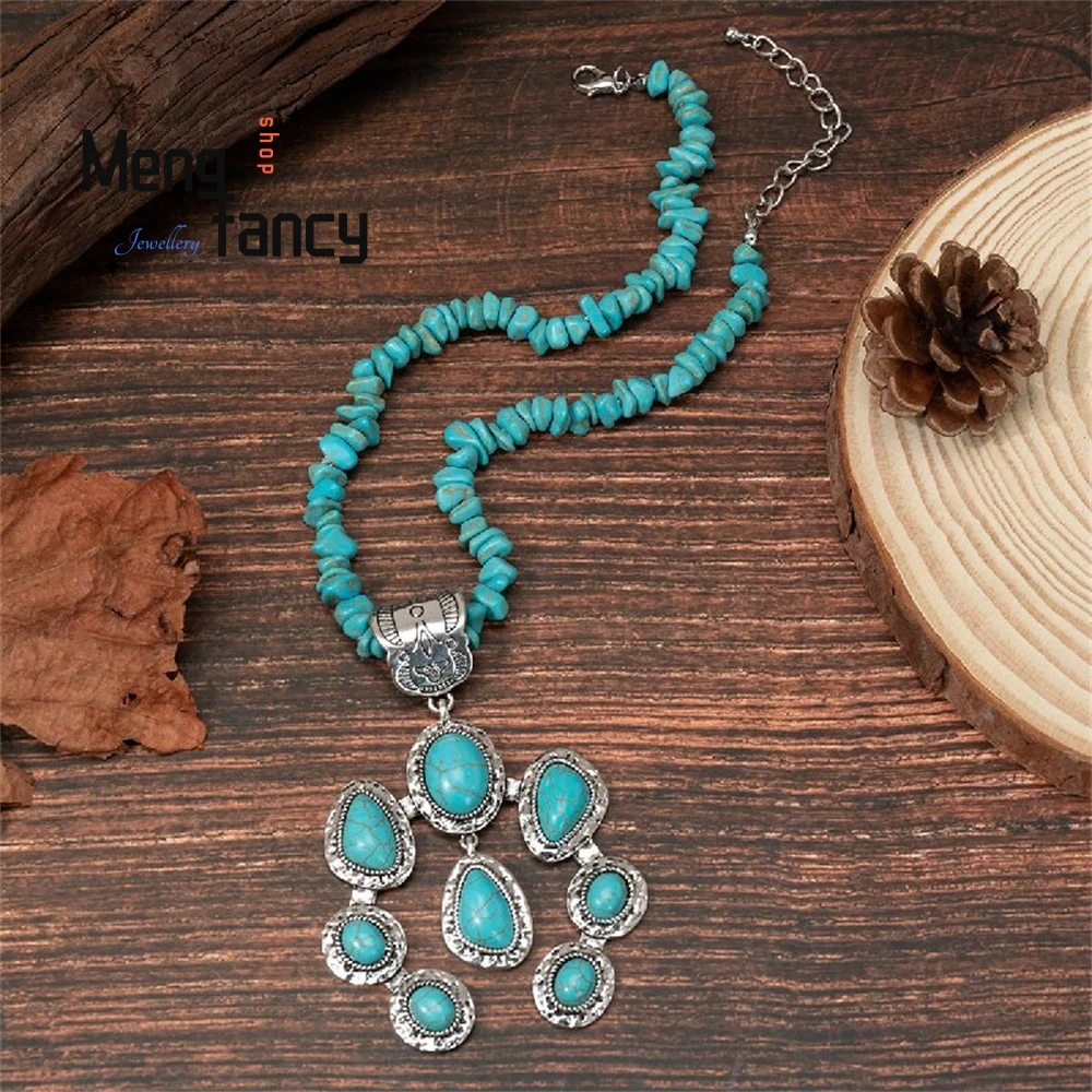 Bohemian-Style Jewelry, Retro And Fashionable Teardrop-Shaped Turquoise Pendant Necklace Best Selling Exquisite Elegant Popular
Bohemian-Style Jewelry, Retro And Fashionable Teardrop-Shaped Turquoise Pendant Necklace Best Selling Exquisite Elegant Popular
