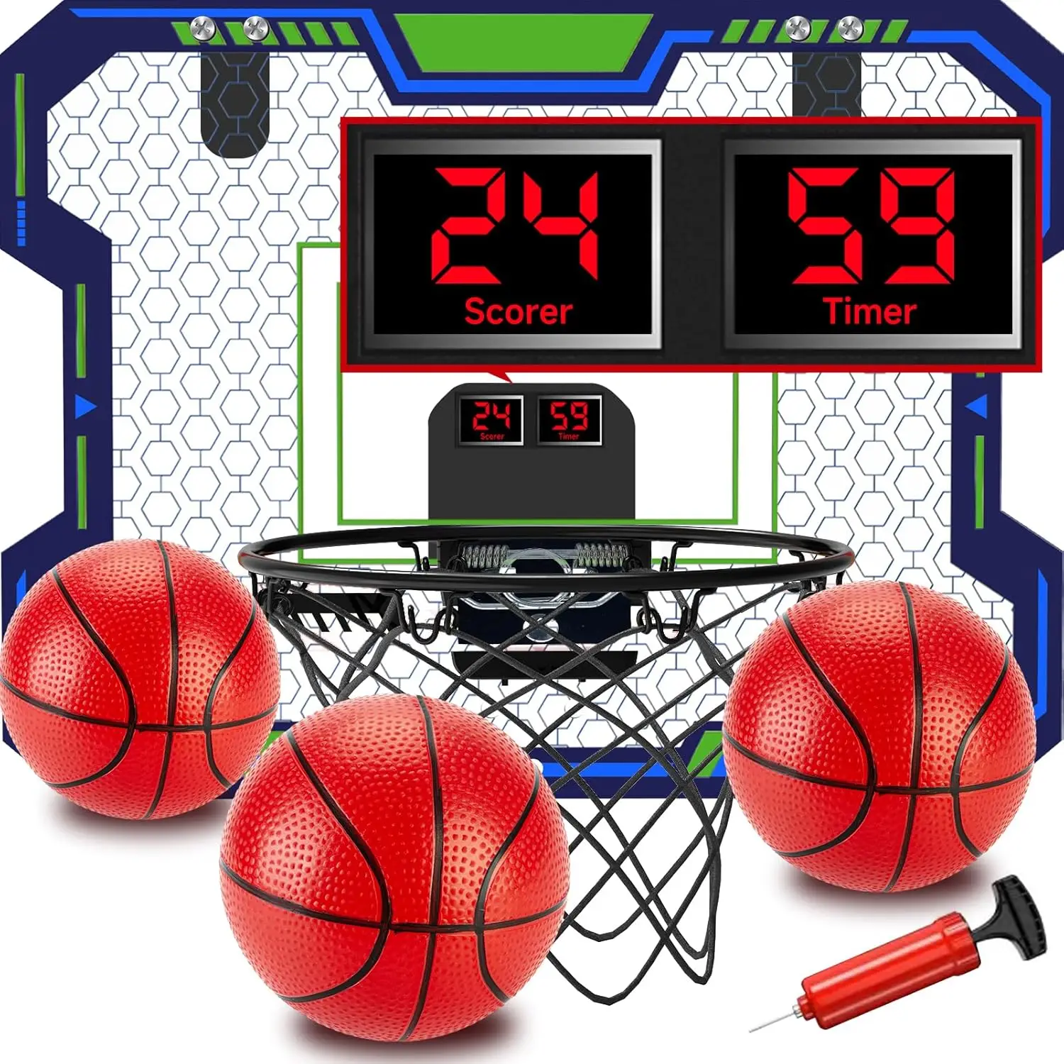 Indoor Basketball Hoop for Kids 4-12, Over Door with Electronic Scoring & Music
Indoor Basketball Hoop for Kids 4-12, Over Door with Electronic Scoring & Music