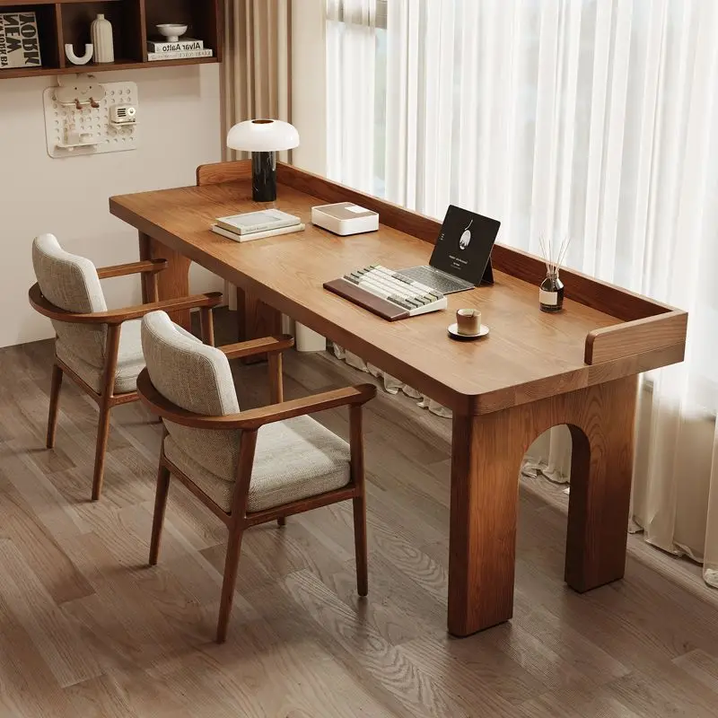 Solid wood walnut desk with hoardings Student writing desk Computer desk Simple household bedroom Double long table
Solid wood walnut desk with hoardings Student writing desk Computer desk Simple household bedroom Double long table