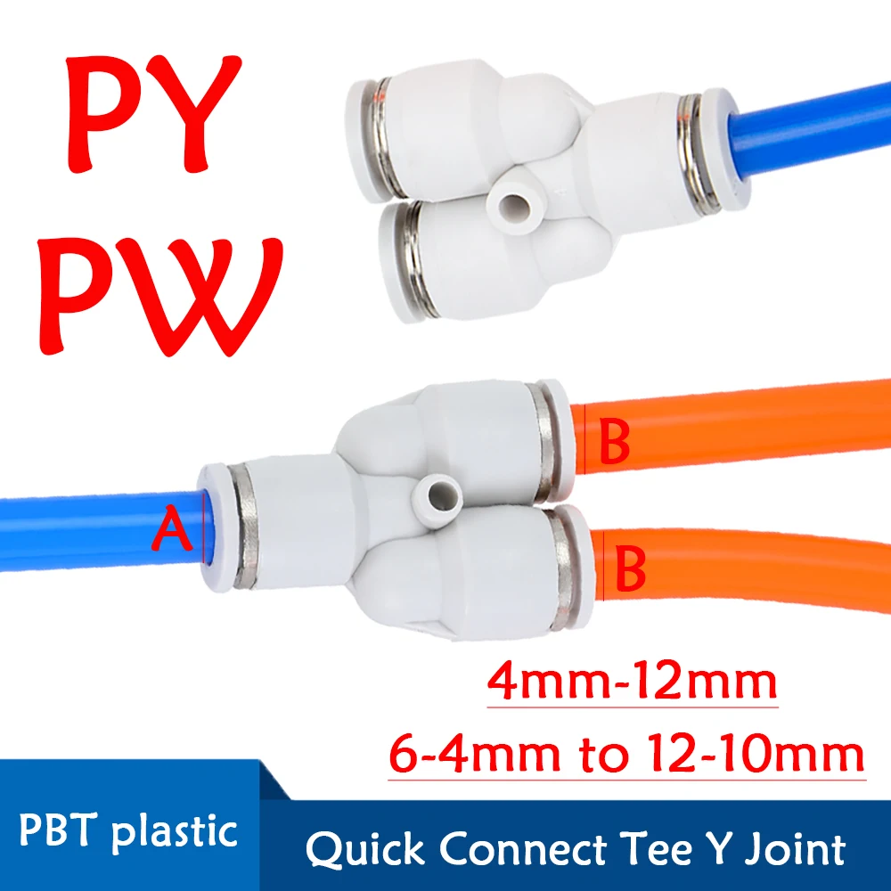 PY PW White Pneumatic Quick Connect Tee Y Joint 4mm 6mm 8mm 10mm 12mm 14mm 16mm PU Hose Plastic Joint For Air Water Connecting
PY PW White Pneumatic Quick Connect Tee Y Joint 4mm 6mm 8mm 10mm 12mm 14mm 16mm PU Hose Plastic Joint For Air Water Connecting