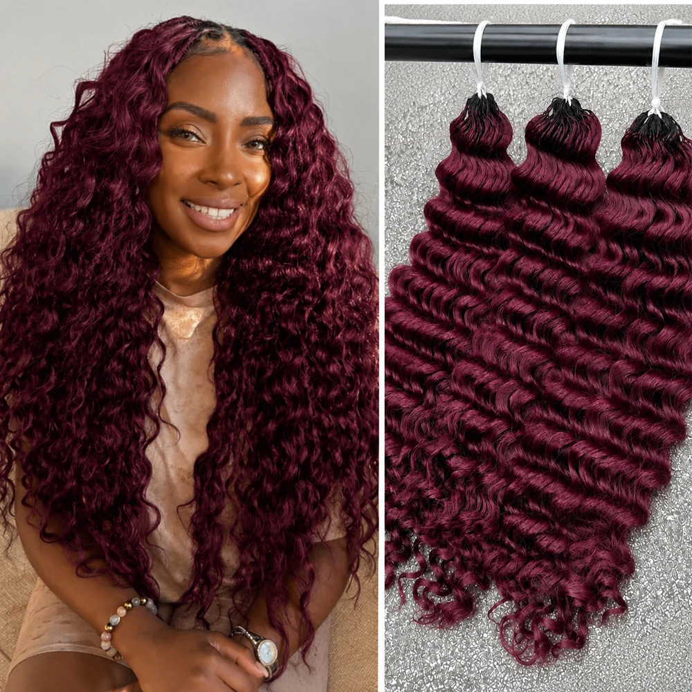99J Burgundy Deep Curly Wave Feather Crochet Human Hair Extensions Knotless Miracle Knots Pre-Separated Braiding Hair For Women
99J Burgundy Deep Curly Wave Feather Crochet Human Hair Extensions Knotless Miracle Knots Pre-Separated Braiding Hair For Women