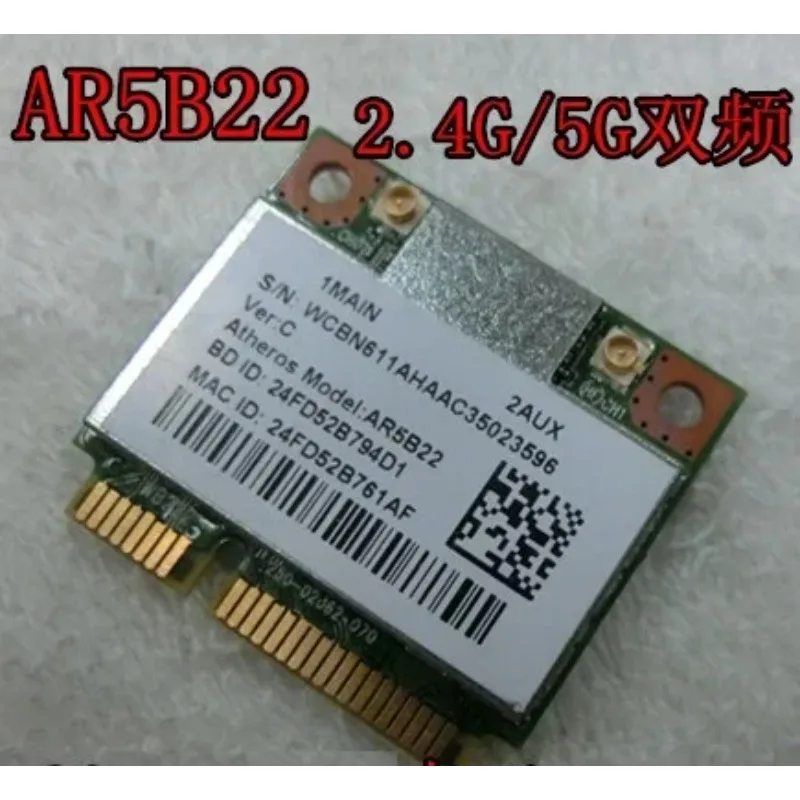Новая сетевая карта для Atheros AR9462 AR5B22 WB222 Half Mini Pci-E WIFI для Bluetooth-совместимой 4,0 Беспроводная карта 2,4G/5Ghz
Новая сетевая карта для Atheros AR9462 AR5B22 WB222 Half Mini Pci-E WIFI для Bluetooth-совместимой 4,0 Беспроводная карта 2,4G/5Ghz