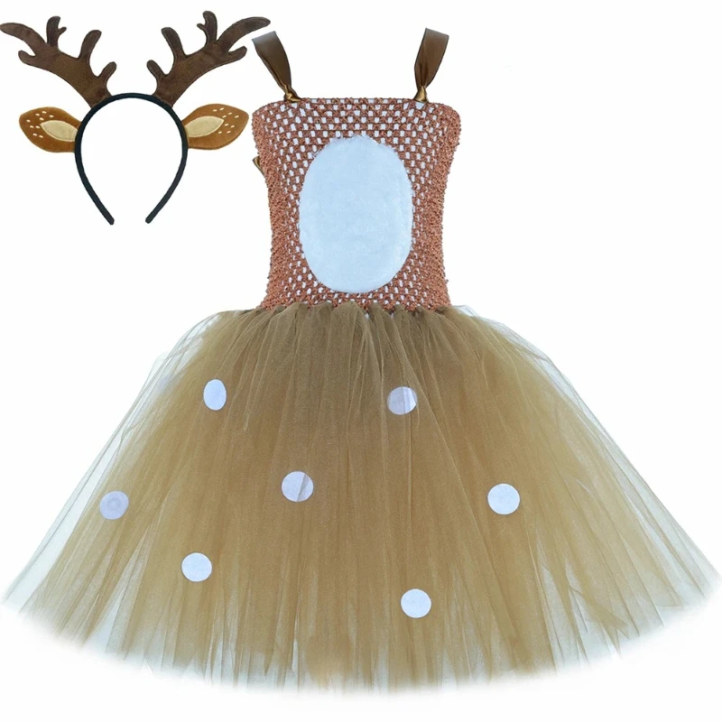 Reindeer Costume Kids Brown Dots Rudolph Deer Tutu Dress for Girls Toddler Christmas Halloween Xmas Party Animal Dress Up Outfit
Reindeer Costume Kids Brown Dots Rudolph Deer Tutu Dress for Girls Toddler Christmas Halloween Xmas Party Animal Dress Up Outfit