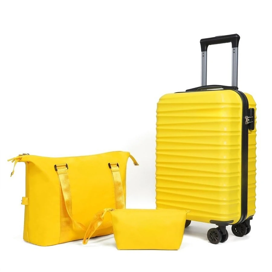 Набор из 3 предметов: чемоданы с жестким корпусом из ABS-пластика, на колесиках, с сумкой для выходных и косметичкой, желтый цвет
Набор из 3 предметов: чемоданы с жестким корпусом из ABS-пластика, на колесиках, с сумкой для выходных и косметичкой, желтый цвет