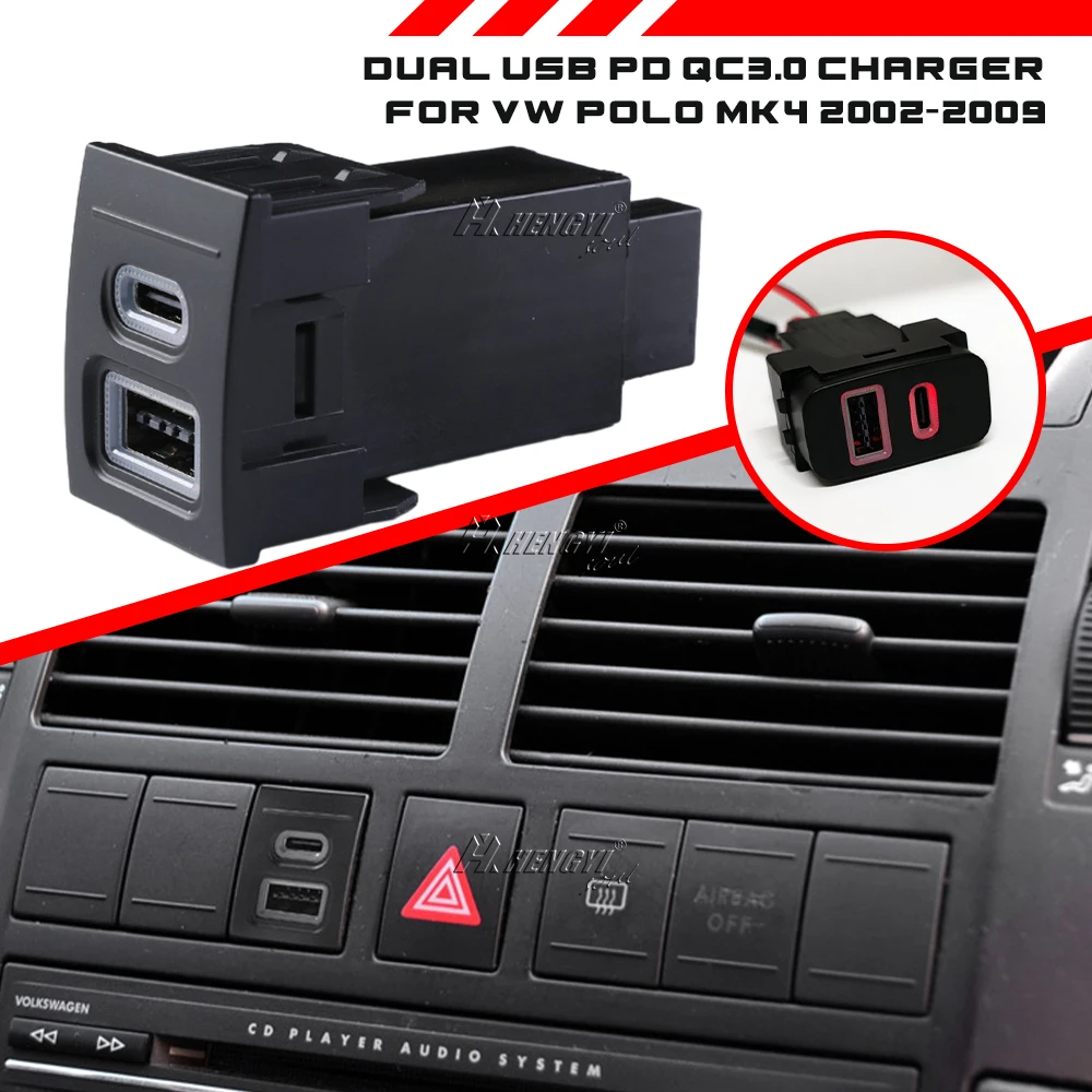 1PC Car Charger Socket Dual USB PD Type C Charging Outlet Power Adapter Phone For VW Polo Mk4 2002-2009 Accessories
1PC Car Charger Socket Dual USB PD Type C Charging Outlet Power Adapter Phone For VW Polo Mk4 2002-2009 Accessories