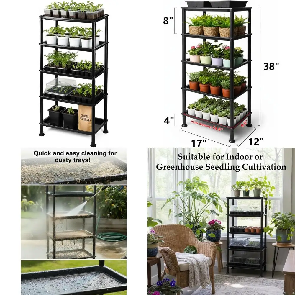 5-Tier Seed Starter Trays Plant Stand, with Bottom-Watering Design– Reinorced Thickened Shel or Small Pots, Balcony/Indoor Seed
5-Tier Seed Starter Trays Plant Stand, with Bottom-Watering Design– Reinorced Thickened Shel or Small Pots, Balcony/Indoor Seed