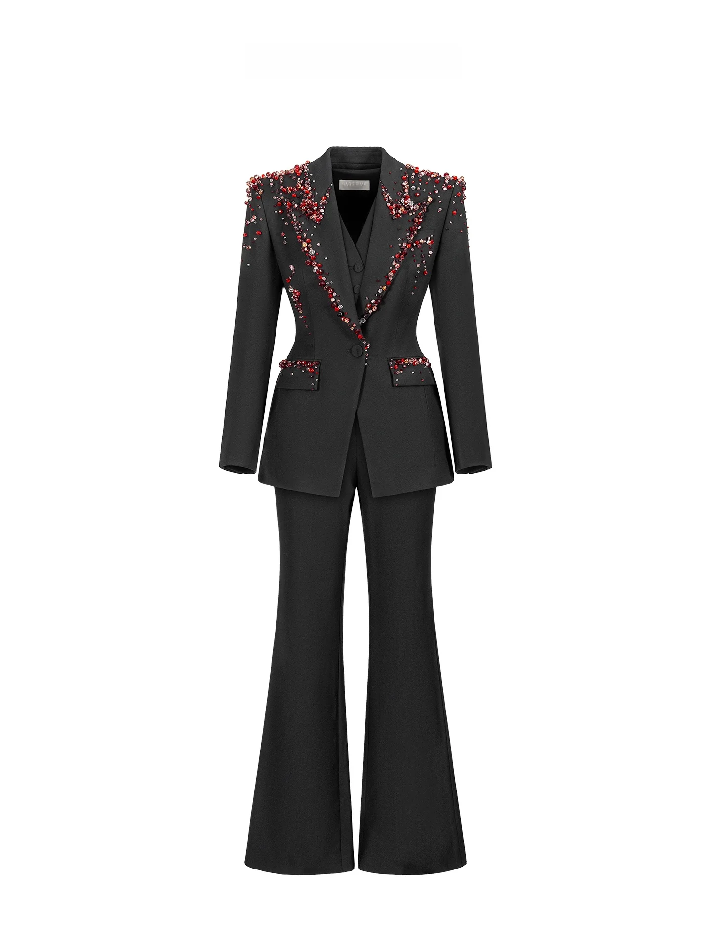 Maggie Ma Black Heavy Embellished Suit Women's Micro Flare Pants Set Fashionable Elegant Style Long Sleeve Slim Fit Autumn Wear
Maggie Ma Black Heavy Embellished Suit Women's Micro Flare Pants Set Fashionable Elegant Style Long Sleeve Slim Fit Autumn Wear