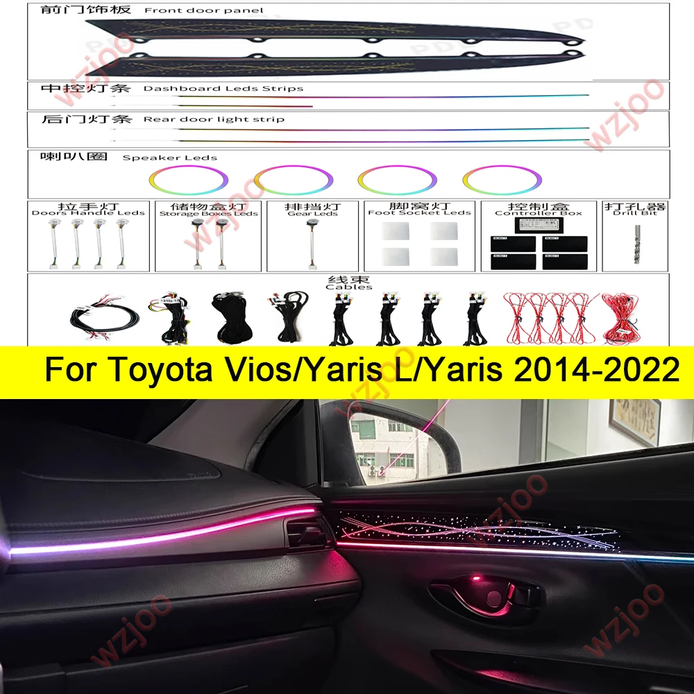 64 color Ambient light lamp Fit For Toyota Vios/Yaris L/Yaris 2014-2022 Ribbon Starry Sky Style Atmosphere Light Decoration lamp
64 color Ambient light lamp Fit For Toyota Vios/Yaris L/Yaris 2014-2022 Ribbon Starry Sky Style Atmosphere Light Decoration lamp