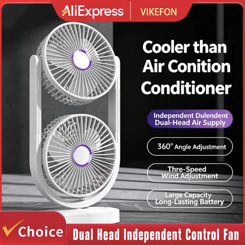 Dual Head Desk Independent Control Fan USB Rechargeable 3 Speed Adjustable 360° Airflow Low Noise Twin Turbo Fan For Office Home
Dual Head Desk Independent Control Fan USB Rechargeable 3 Speed Adjustable 360° Airflow Low Noise Twin Turbo Fan For Office Home